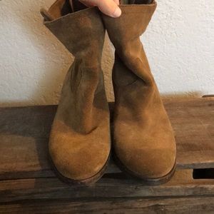 Brown suede booties